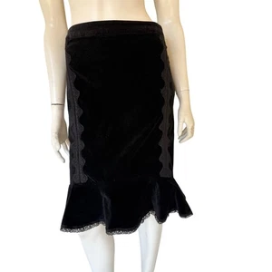 Falda midi corsé sirena gótica terciopelo negro Trip NYC vintage años 90 talla L - Imagen 1 de 6