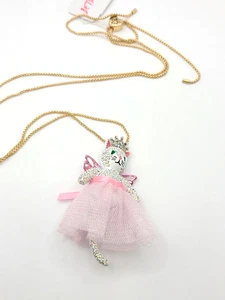 Betsey Johnson Gold Tone Holiday Whimsy Fairy Princess Cat Pendant Necklace NWT - Picture 1 of 4