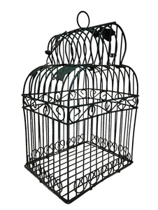 Decorative Vintage-Style Green Metal Birdcage - Hanging Or Table Sitting 10x16 - Picture 1 of 6
