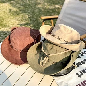 Large Brim Hiking Hat Bucket Cap Cowboy Caps Fashion Sunshade Hat - Picture 1 of 16