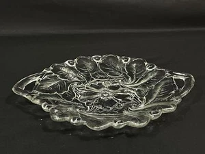 Embossed Floral Glass Tray with Handles 12.5" x 10" - Decorative Serveware - Picture 1 of 5