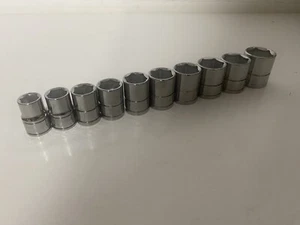 Blue Point 3/8” Shallow Socket Set 10-19mm 6 Point 10pc Set As Sold By Snap On - Picture 1 of 8