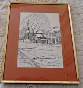 Clark Goff Art Print 1975 Historical Church Deerfield MA - Picture 1 of 4