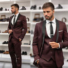 Business Mens Suits Regular Slim Fit Tuxedos Formal Prom Coat Vest Pants Custom