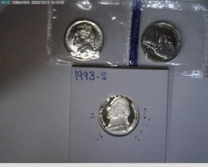 1993 PDS Jefferson Nickels Unc in mint cello and Proof - Picture 1 of 2