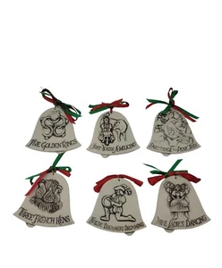 Twelve Days of Christmas Six Double-Sided Ceramic Ornaments - Picture 1 of 12