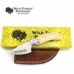 Cuchillo de caza de hoja fija Wild Turkey colección hecho a mano de 6,25" con funda de cuero - Imagen 1 de 6