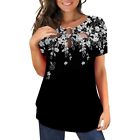 Women's Stylish Floral T Shirt Casual Tee With Short Sleeves And O Neck