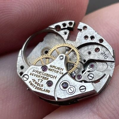 VTG Gruen Watch Co. Precision 17 Jewels Swiss Unadjusted Movement PARTS - Image 1 of 4