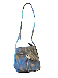 B. Makowsky Black Leather Crossbody Bag With Zipper Closure & Adjustable Strap - Picture 1 of 6