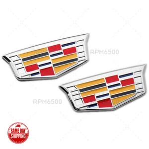 2x New Cadillac Fender Marker Side Body Logo Badge Emblem Car Decoration Sport V - Picture 1 of 7