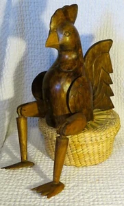 Shelf Sitting Wooden Rooster w/Articulated Wings & Legs. - Picture 1 of 5