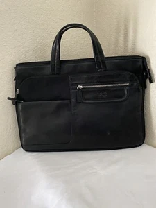 SCULLY BLACK LEATHER NYLON TOTE HANDBAG - Picture 1 of 11