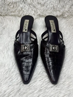 Brighton Tracy Cuero Mules Marrón Cocodrilo Repujado 2.5" Tacón Talla 7M Foto 1 de 4