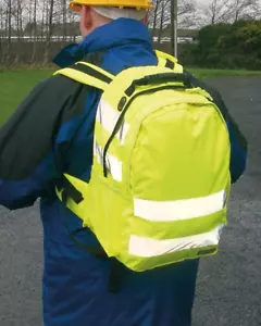NUEVA Mochila Portwest B905 Alta Visibilidad Amarilla Acolchada Doble Correas - Imagen 1 de 3
