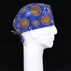 Navy Bright Sun Celestial on Blue Theme Scrub Hat - Picture 1 of 1