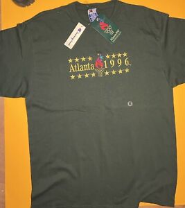 Vintage 1996 Atlanta Olympics Embroidered Champion T Shirt Green XL Made in USA