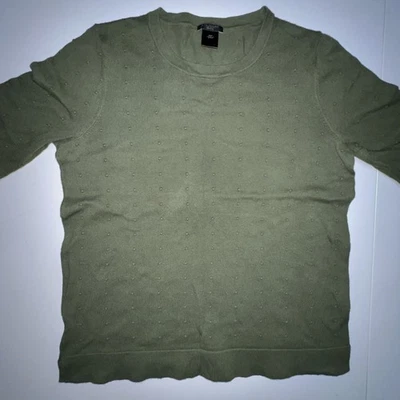 Ann Taylor Factory Petite Mujer’s Suéter MP Manga Corta Oliva Foto 1 de 4