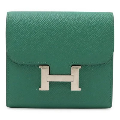 Cartera Hermes Constance Compacta Doble Plegable Cuero Mujer Verde Talla Única Foto 1 de 4