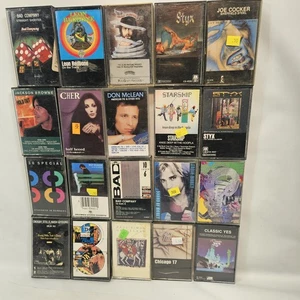 Lot of 20 Classic Rock Era CASSETTES Styx Star Ship Chicago Yes Simon 38 Special - Foto 1 di 8