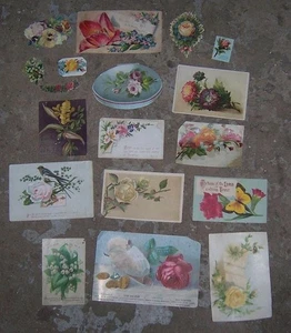 Victorian Scrap Die Cut Trade Cards Flowers Paper Crafts Scrapbooking Eighteen - Picture 1 of 2