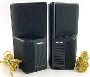 Paar Bose Acoustimass Lautsprecher SE-5 schwarz Regal Wand getestet und funktionstüchtig Kabel - Bild 1 von 8