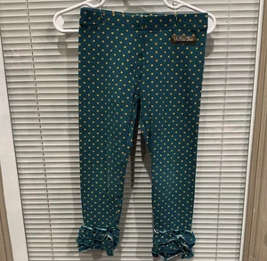 Pantalones Legging Difíciles de Encontrar Matilda Jane Verde Sólido Volantes Talla 4 (4T) - Imagen 1 de 3
