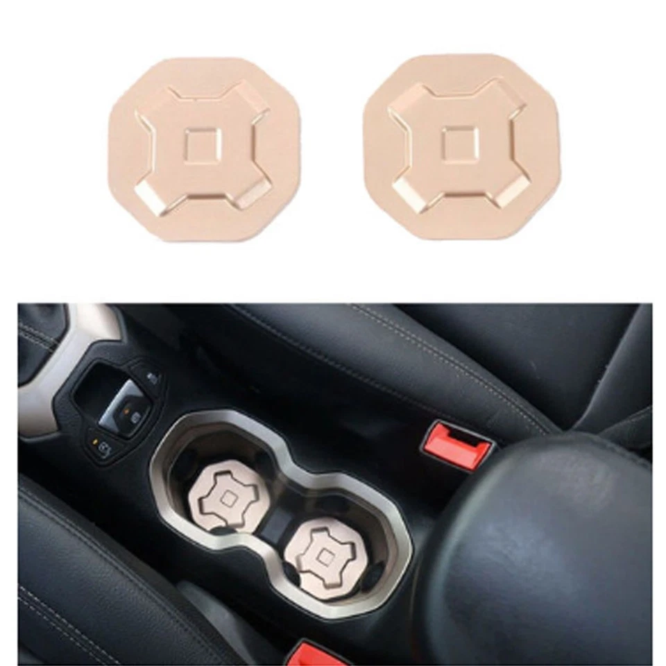 Aluminium Car Inner Water Cup Holder Pad Trim-Gold for Jeep Renegade 2015-2021 - Imagem 1 de 1