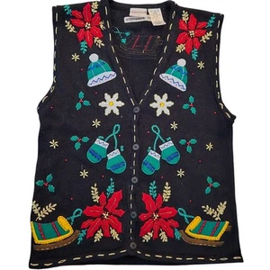 Chaleco Suéter Navidad Bobbie Brooks Vintage Mujer Talla Pequeña - Imagen 1 de 9
