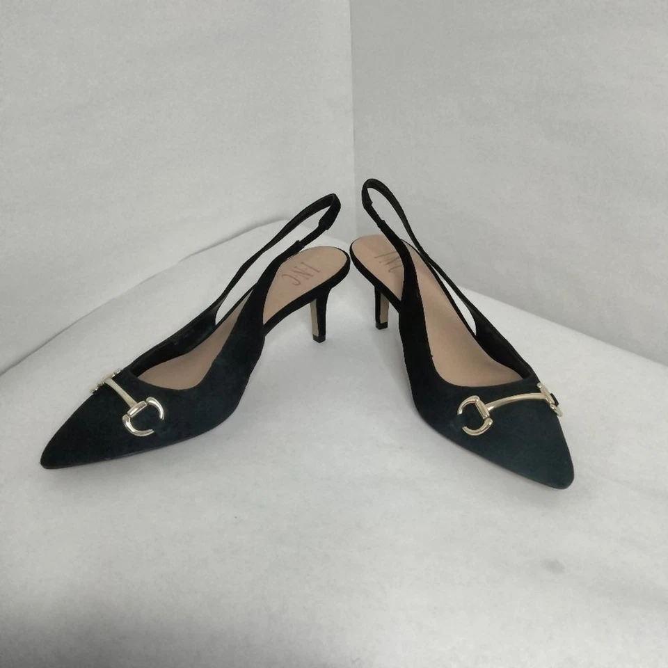 Tacón de gatito con punta en punta para mujer gamuza negra Foto 1 de 4