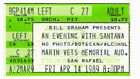 Santana 4/14/89 San Rafael CA Marin Vets Mem Aud Rare Ticket Stub Carlos