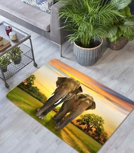 3D Wiese Elefant A531 Tier Spiel Rutschfest Matte Elegant Foto Teppich Amy - Bild 1 von 5