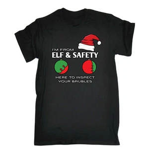 Christmas Elf And Safety Here To Inspect Your Baubles Mens Funny T-Shirt Tshirts - Picture 1 of 11
