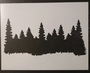 Stencil Forest Line Pine Trees Smokey Mountains 11" x 8,5" SPEDIZIONE GRATUITA VELOCE - Foto 1 di 1