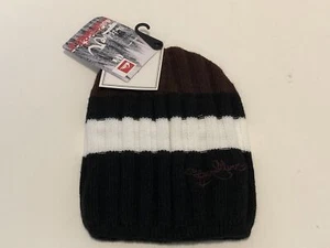 QUIKSILVER Draylon Acrylic Knit Ski Hat Cap Mens Size Black Brown NEW NWT - Picture 1 of 2