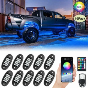 10 Pods RGB LED Rock Lights Kit Underbody Neon Music Light Bluetooth APP - Bild 1 von 10