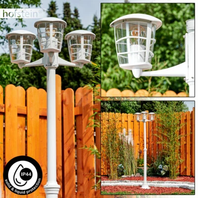 HOFSTEIN Lampade da strada industriali 3 luci giardino esterno lampade da terra candelabro bianco IP44
