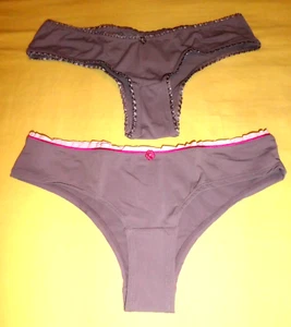 Damen Duo Slips Bikinislip Unterwäsche H & M Gr. 38 grau Blumenapplikation NEU! - Bild 1 von 5