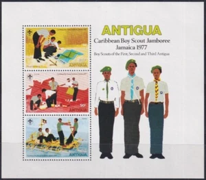 F-EX35452 ANTIGUA MNH 1977 BOYS SCOUTS SCOUTING JAMAICA JAMBOREE SHEET. - Picture 1 of 1