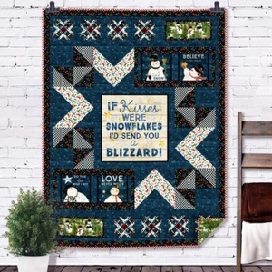 Quilt-Set - Ecken und Winkel - 54" x 70" Snovalley Block Panel Überwurf Quilt - Bild 1 von 10