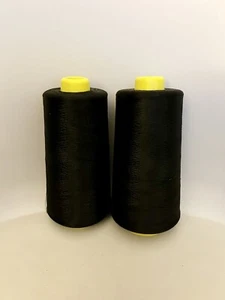 Set Of Two Large Black Sewing Overlocker Cones Threads 300g - Picture 1 of 3