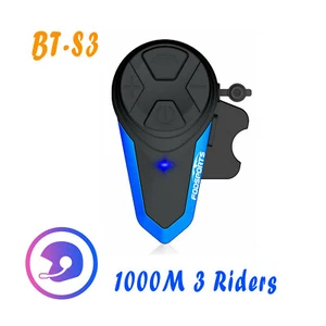 1000m Bluetooth Motorrad Intercom Gegensprechanlage 3 Reiter Kommunikation BT-S3 - Bild 1 von 12