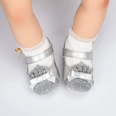 Baby Girls Bowknot Princess Wedding Dress Mary Jane Flats Newborn Sneaker Shoes - Image 1 of 4