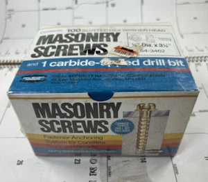 (100) 1/4 Zoll x 3-1/4 Zoll Schlitz/Sechskantwaschmaschine Kopf Mauerwerk Betonschraube mit Bohrer Bit - Bild 1 von 6
