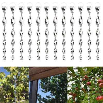 12pcs Bird Repellent Reflective Scare Rods Spiral Deterrent Control Device 12" - Image 1 of 4