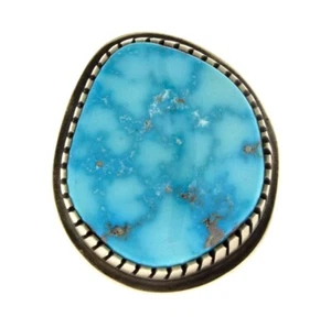 11.75 - Natural Kingman Water Web Turquoise Ring By Navajo Artist Tommy Jackson - Picture 1 of 5