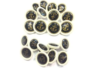SET 22 BOTTONI MARINARI BLAZER GIACCA BIANCO BLU ANCORA ORO - Picture 1 of 2