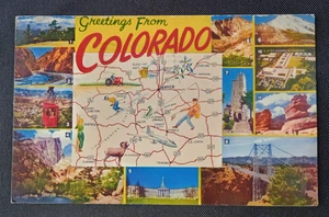 Tarjeta postal saludos desde Colorado multi panel matasellado 1970 - Imagen 1 de 2