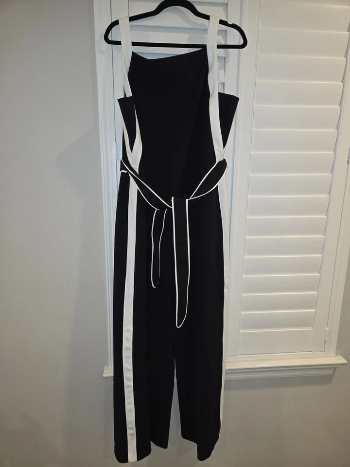 Новый без ценников комбинезон White House Black Market черно-белый креп размер 16 - Изображение 1 из 4