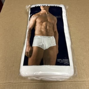 NOS Three Pairs 90s Polo Ralph Lauren Classic Mid Rise Briefs Underwear White 42 - Picture 1 of 10